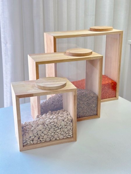 علب بقوليات بامبو+بلاستيك عريض